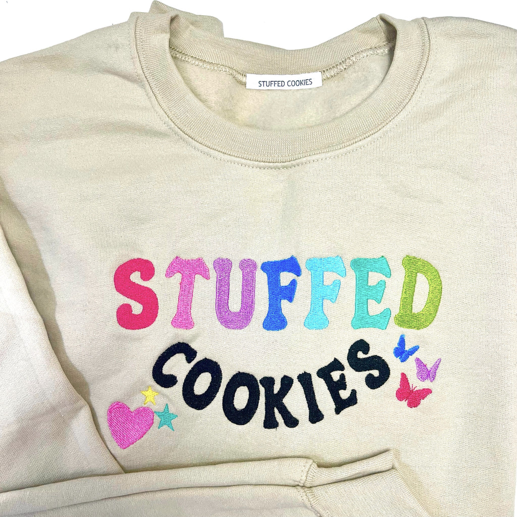 Oversized Embroidered Stuffed Cookies Sweatshirt